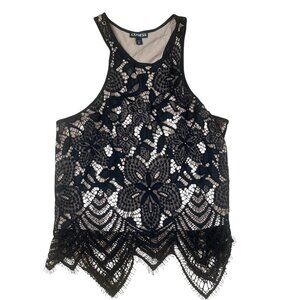 Express Black Lace Racerback Tank with Nude Underlay Size XS